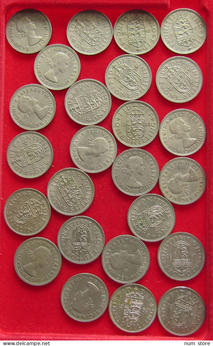 COLLECTION LOT GREAT BRIATIN SHILLING 25PC 141G #xx40 1452 - Colecciones