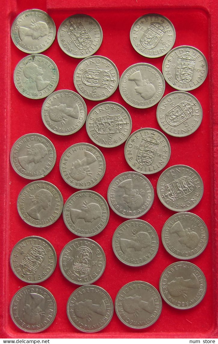 COLLECTION LOT GREAT BRIATIN SHILLING 25PC 141G #xx40 1453 - Colecciones