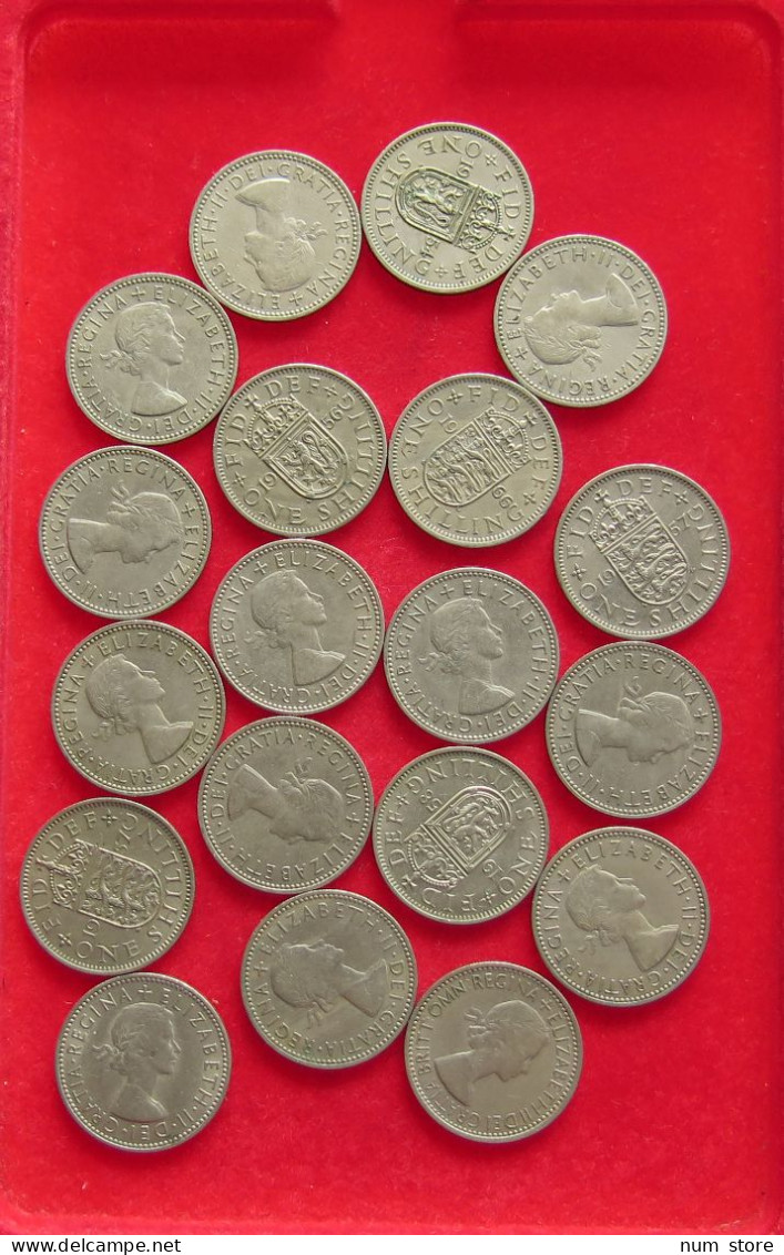 COLLECTION LOT GREAT BRIATIN SHILLING 19PC 106G #xx40 1457 - Collezioni