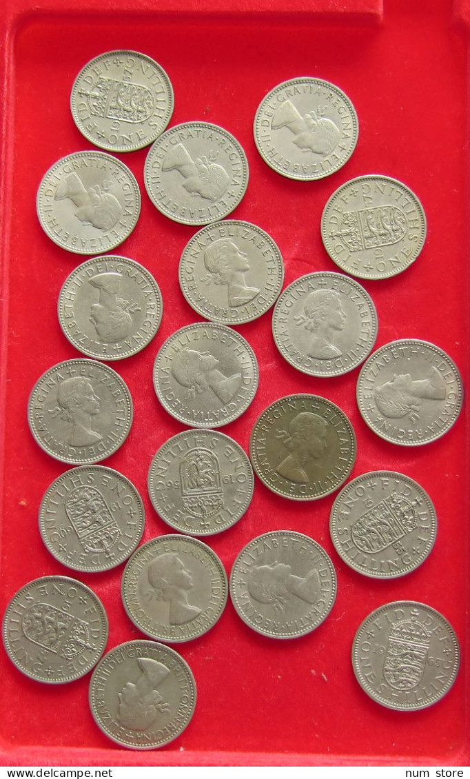 COLLECTION LOT GREAT BRIATIN SHILLING 20PC 113G #xx40 1455 - Colecciones