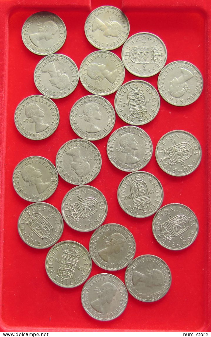 COLLECTION LOT GREAT BRIATIN SHILLING 21PC 119G #xx40 1454 - Colecciones