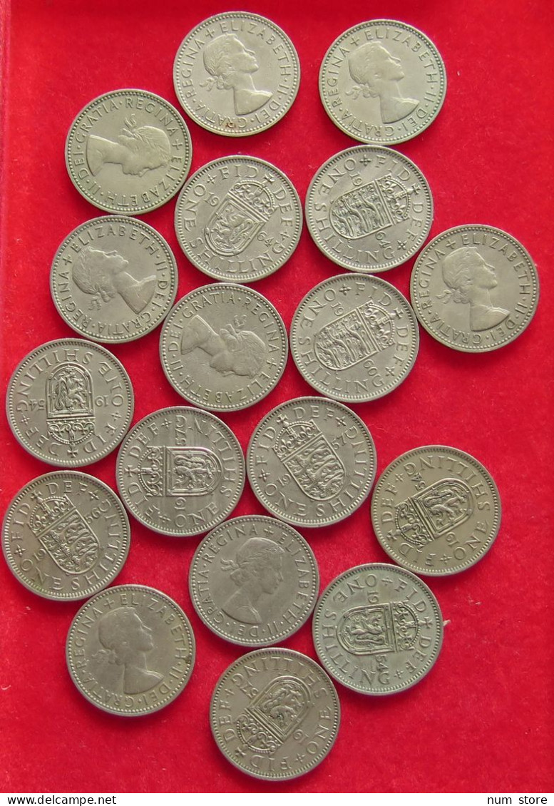 COLLECTION LOT GREAT BRIATIN SHILLING 18PC 103G #xx40 1458 - Verzamelingen