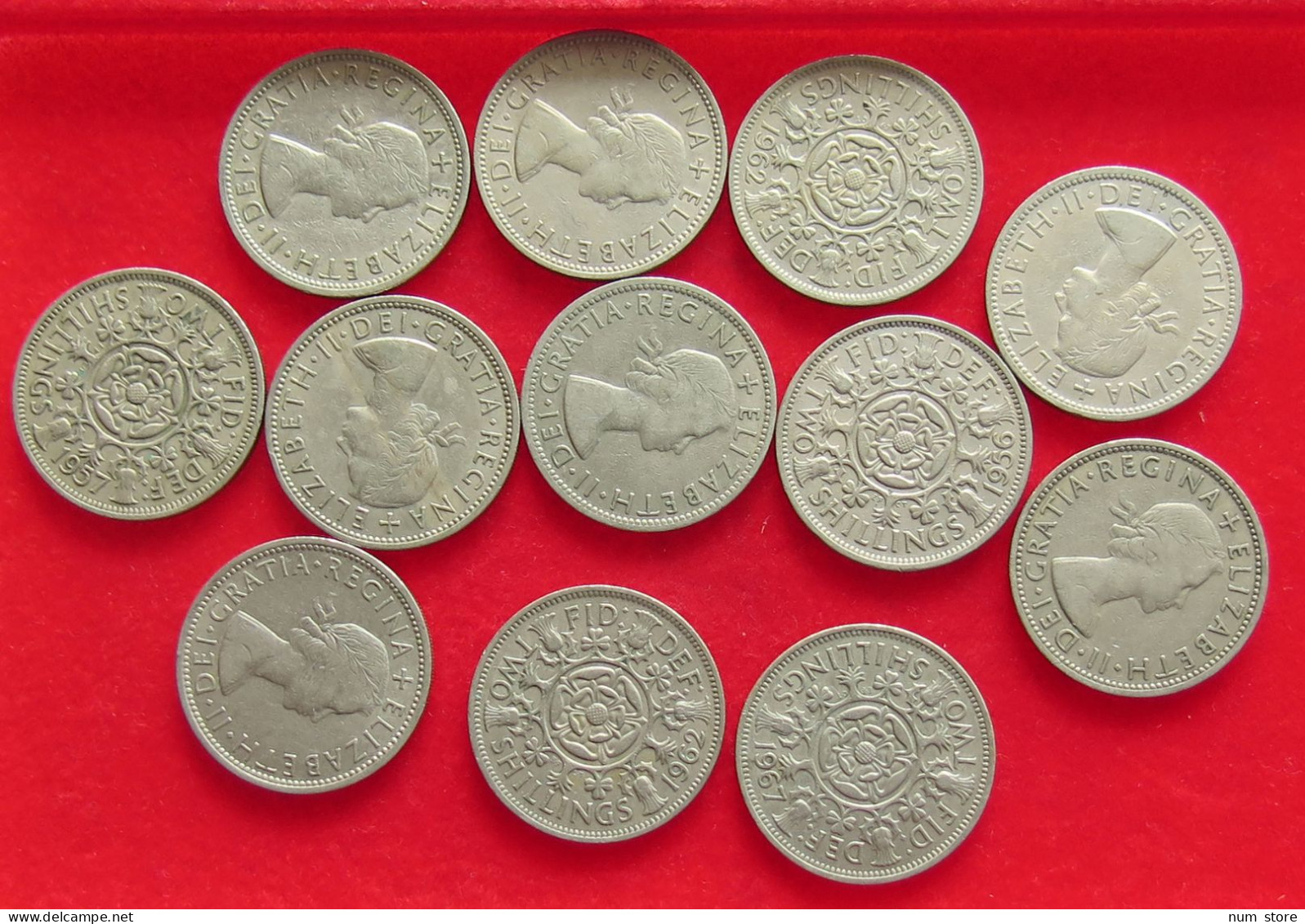 COLLECTION LOT GREAT BRIATIN 2 SHILLINGS 12PC 135G #xx40 1448 - Collections