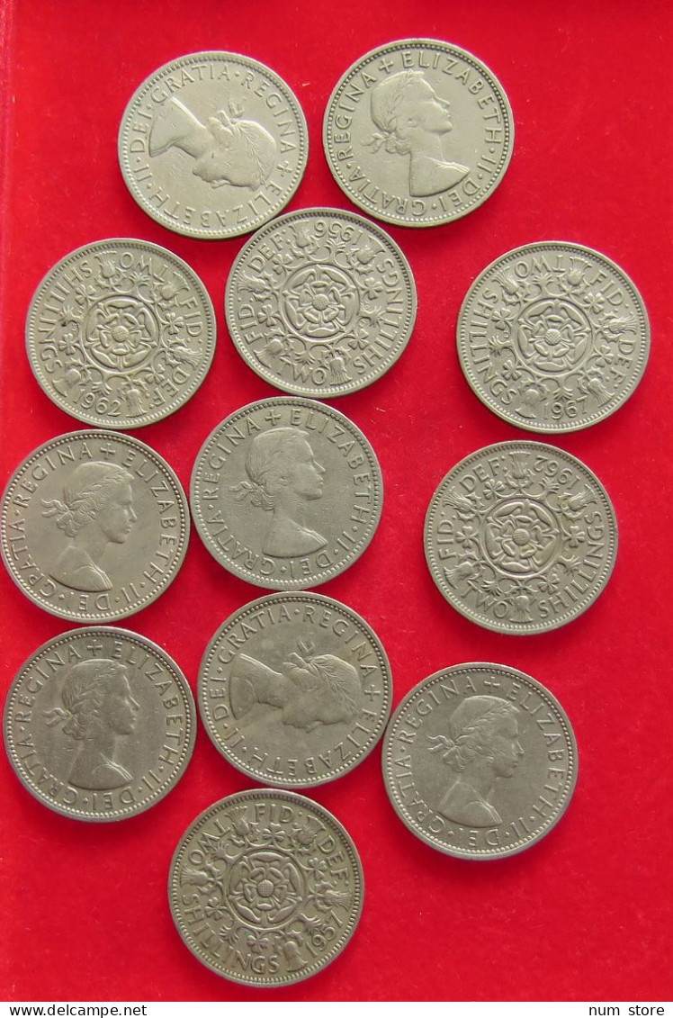 COLLECTION LOT GREAT BRIATIN 2 SHILLINGS 12PC 135G #xx40 1448 - Verzamelingen