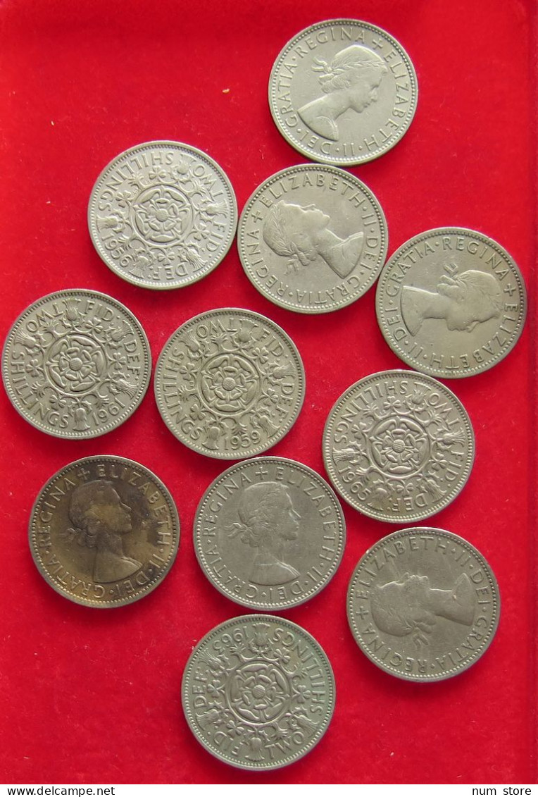 COLLECTION LOT GREAT BRIATIN 2 SHILLINGS 11PC 124G #xx40 1449 - Colecciones