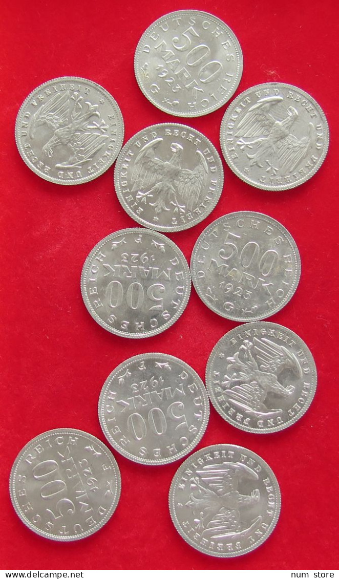 COLLECTION LOT GERMANY WEIMAR 500 MARK 10PC 17G #xx40 1132 - Verzamelingen