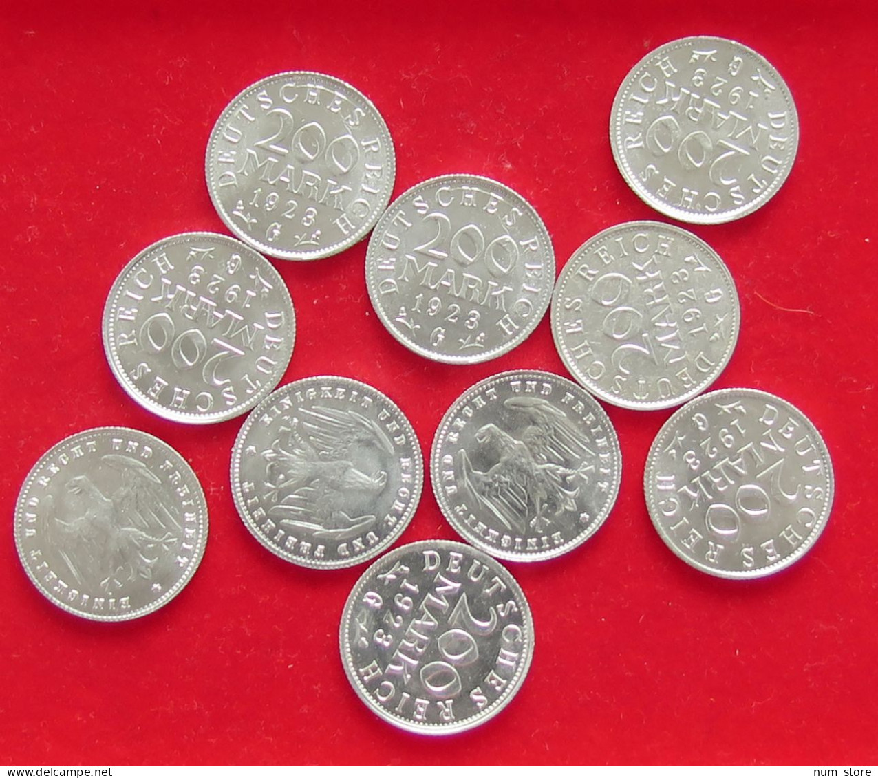 COLLECTION LOT GERMANY WEIMAR 200 MARK 10PC 11G #xx40 1156 - Collections