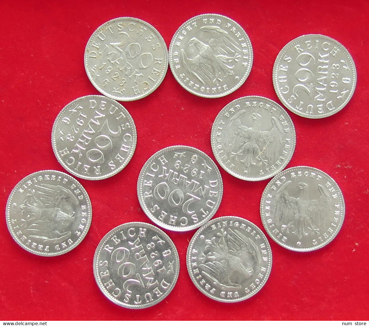 COLLECTION LOT GERMANY WEIMAR 200 MARK 10PC 11G #xx40 1143 - Collections