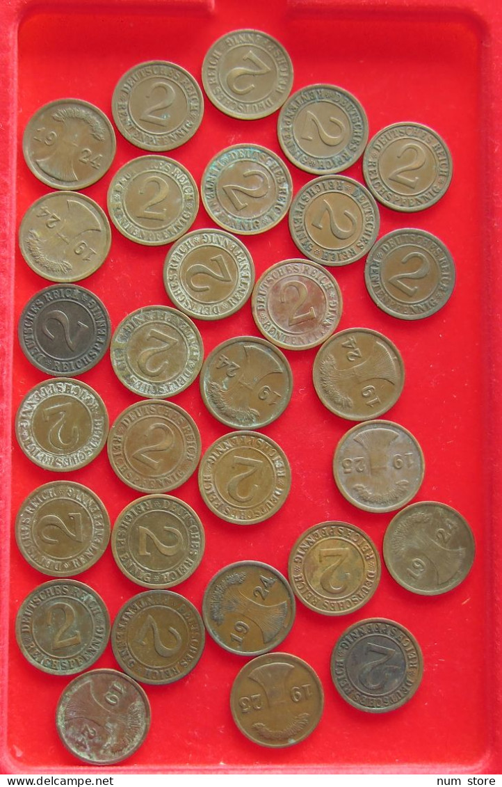 COLLECTION LOT GERMANY WEIMAR 2 PFENNIG 30PC 100G #xx40 1318 - Collections