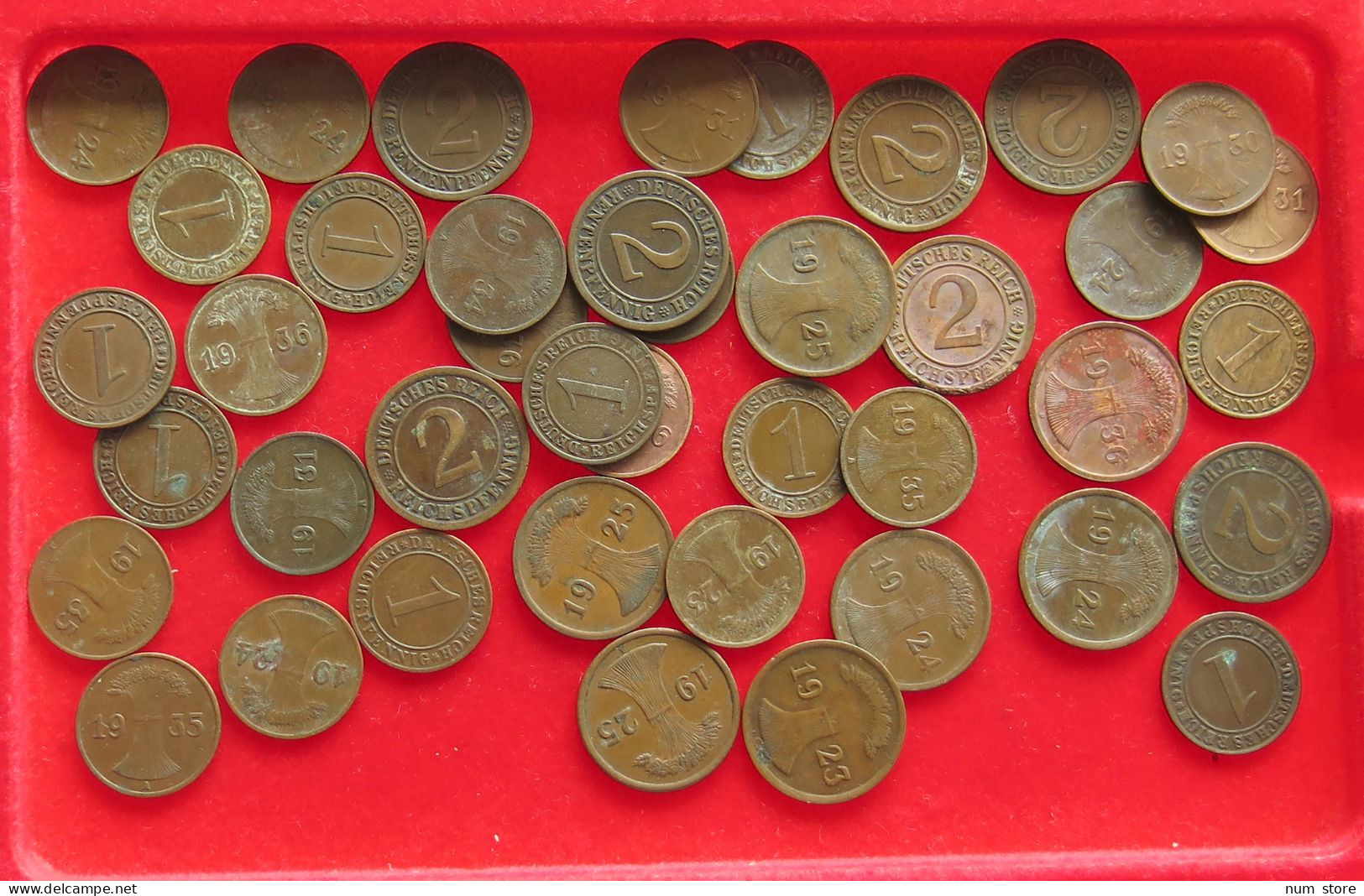 COLLECTION LOT GERMANY WEIMAR 1 2 PFENNIG RENTEN REICH 30PC 100G #xx40 1313 - Colecciones