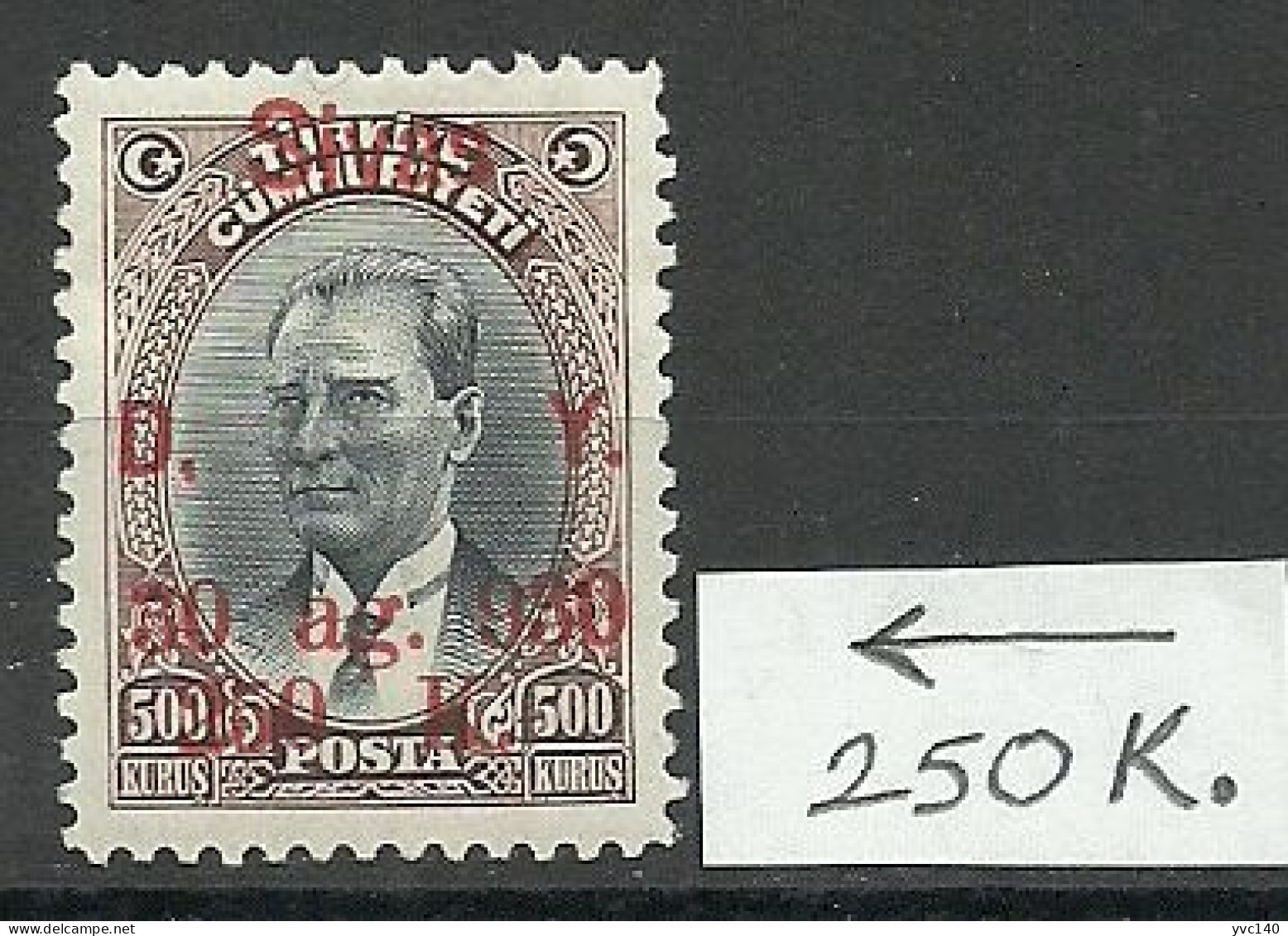 Turkey; 1930 Ankara-Sivas Railway Stamp ERROR "Value Part Of The Overprint Shifted To The Left" MH* RRR - Nuovi