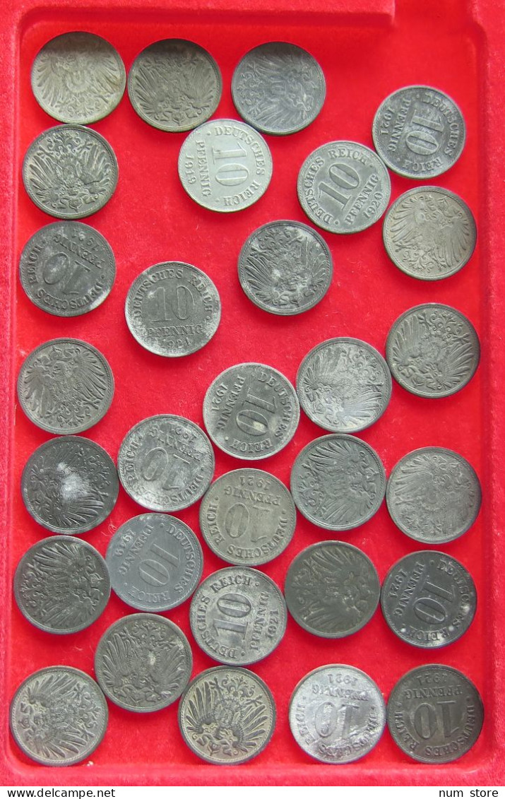 COLLECTION LOT GERMANY EMPIRE 10 PFENNIG 30PC 96G #xx40 1312 - Verzamelingen