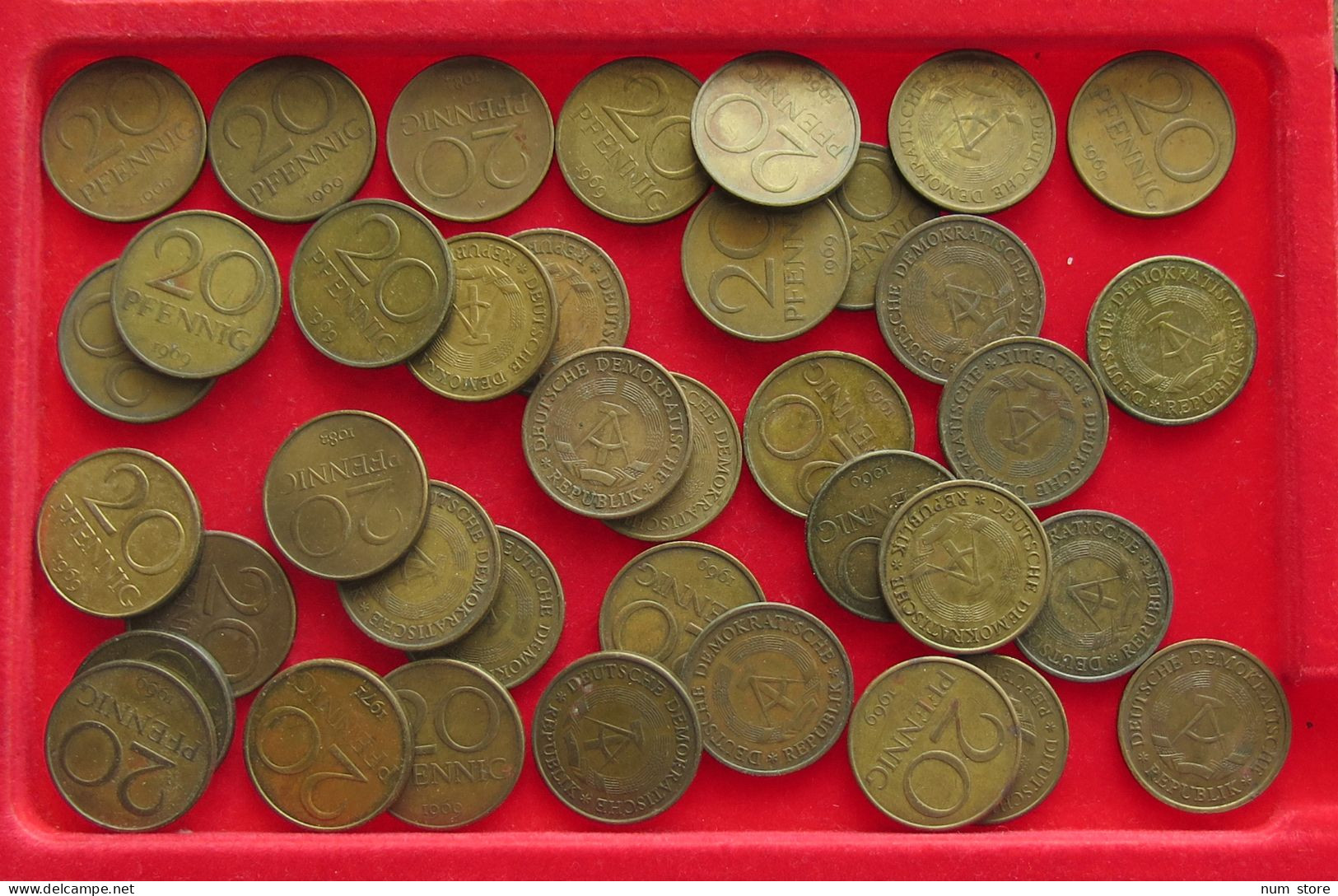 COLLECTION LOT GERMANY DDR 20 PFENNIG 38PC 206G #xx40 1670 - Collections