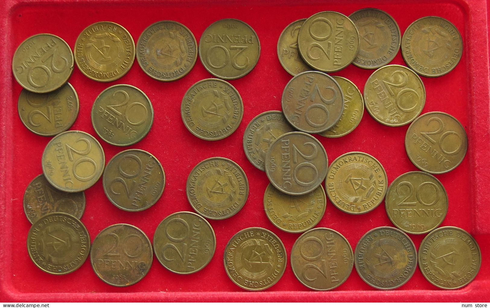 COLLECTION LOT GERMANY DDR 20 PFENNIG 31PC 167G #xx40 1673 - Collections