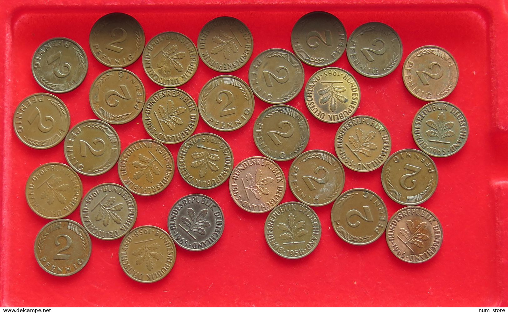 COLLECTION LOT GERMANY BRD 2 PFENNIG UP TO 1968 30PC 98G #xx40 1195 - Collezioni