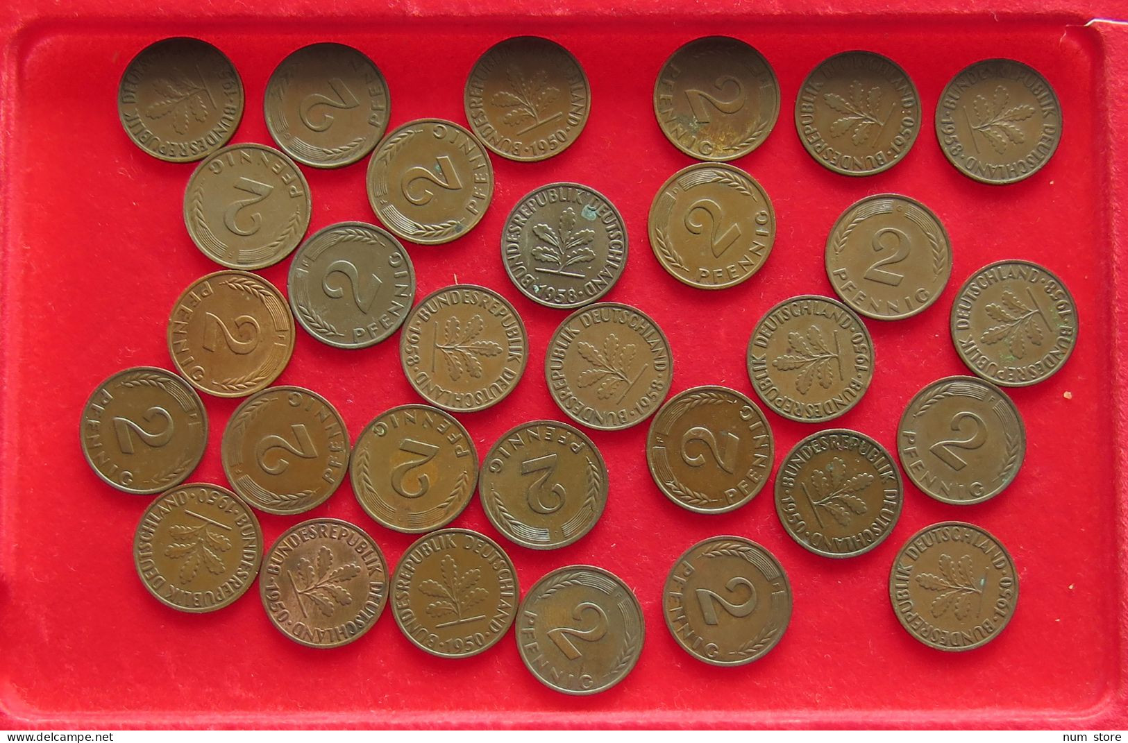 COLLECTION LOT GERMANY BRD 2 PFENNIG UP TO 1968 30PC 98G #xx40 1197 - Verzamelingen