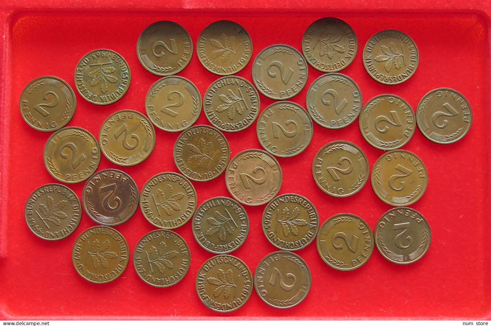 COLLECTION LOT GERMANY BRD 2 PFENNIG UP TO 1968 30PC 98G #xx40 1194 - Collezioni