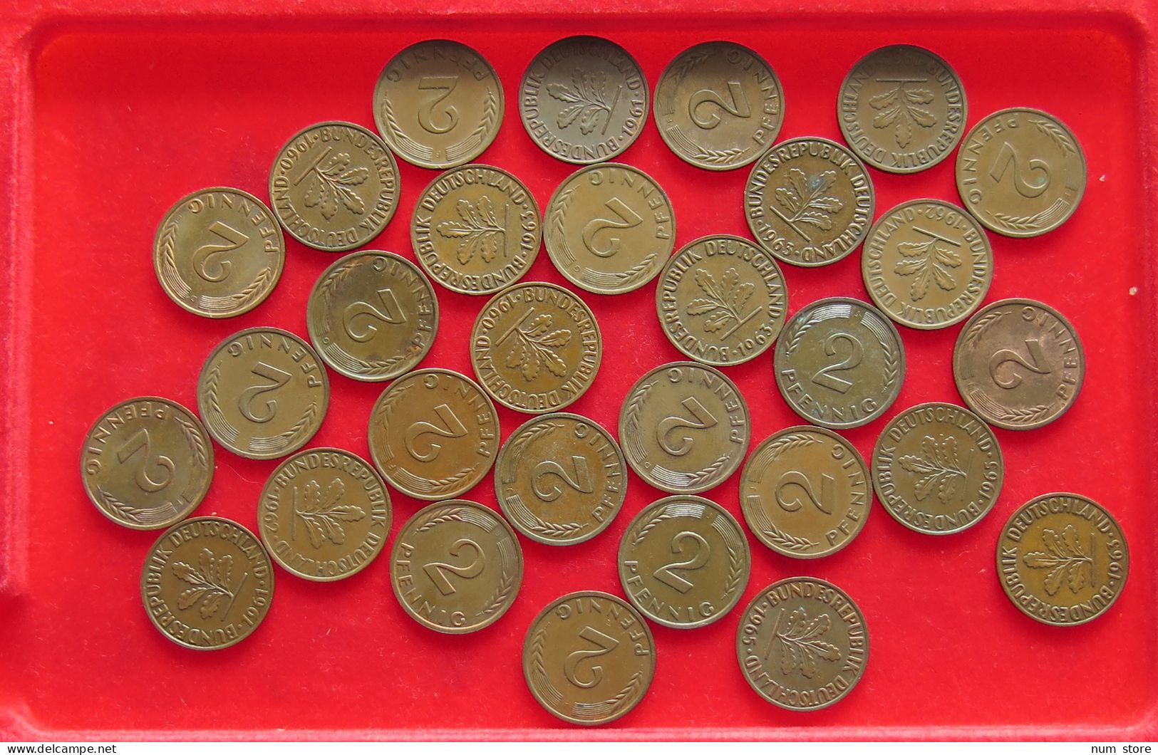 COLLECTION LOT GERMANY BRD 2 PFENNIG UP TO 1966 30PC 98G #xx40 1185 - Collezioni