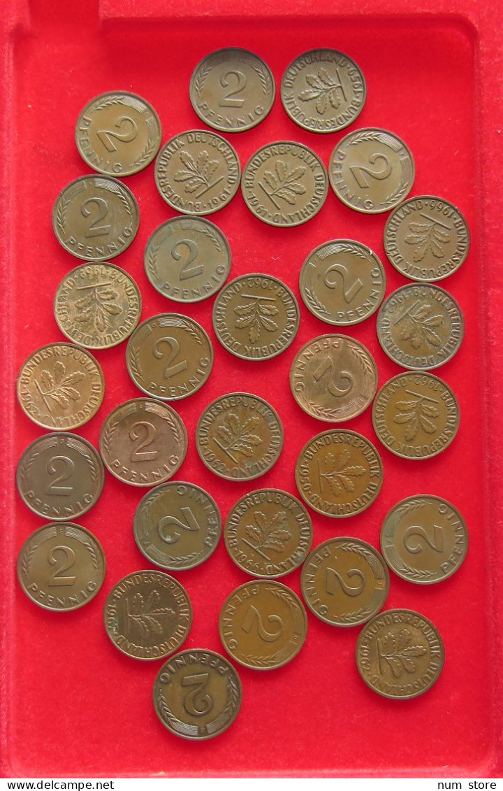 COLLECTION LOT GERMANY BRD 2 PFENNIG UP TO 1966 30PC 98G #xx40 1188 - Collezioni