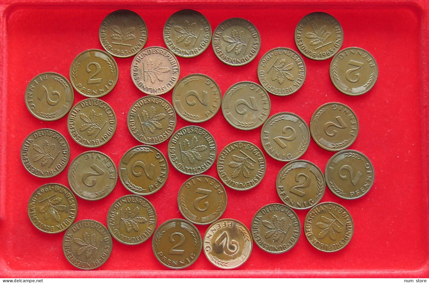 COLLECTION LOT GERMANY BRD 2 PFENNIG UP TO 1966 30PC 98G #xx40 1179 - Collections