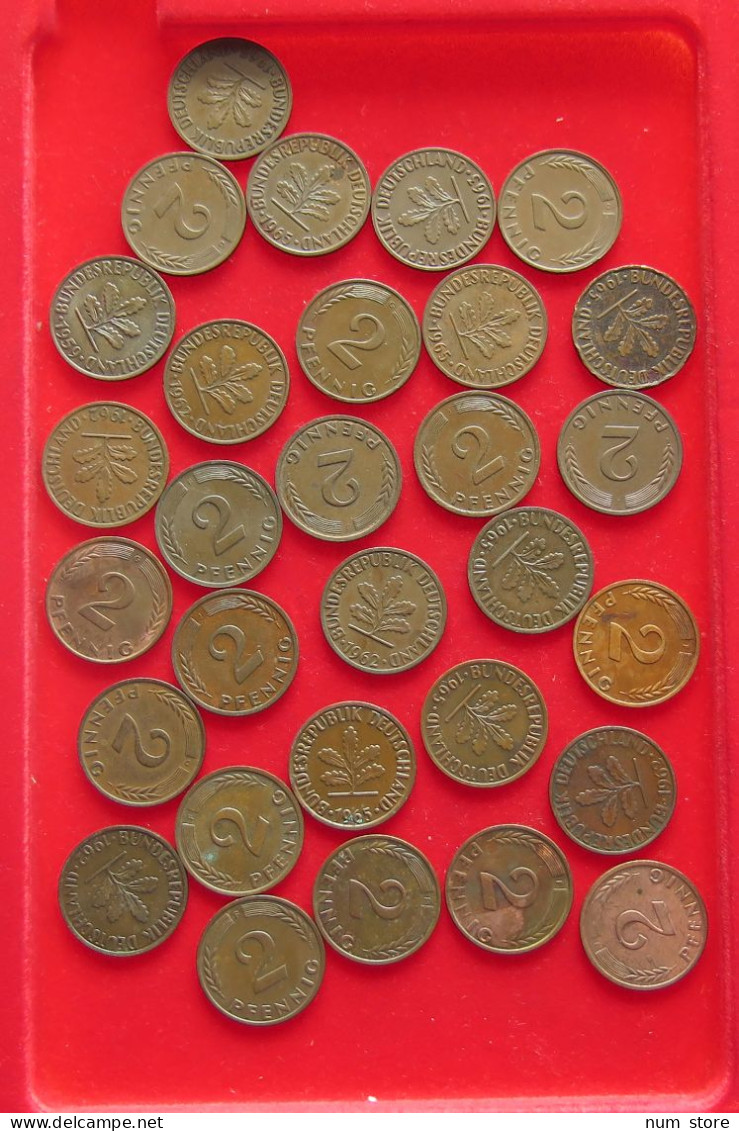 COLLECTION LOT GERMANY BRD 2 PFENNIG UP TO 1966 30PC 98G #xx40 1182 - Colecciones