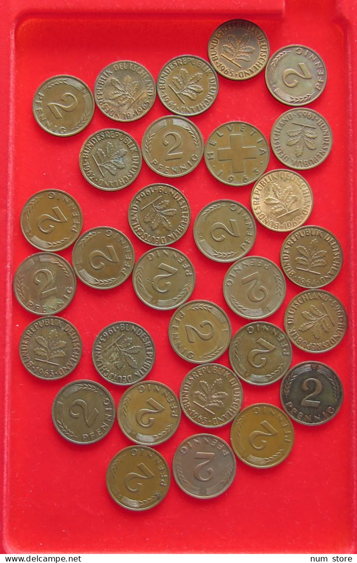 COLLECTION LOT GERMANY BRD 2 PFENNIG UP TO 1966 30PC 98G #xx40 1181 - Collections