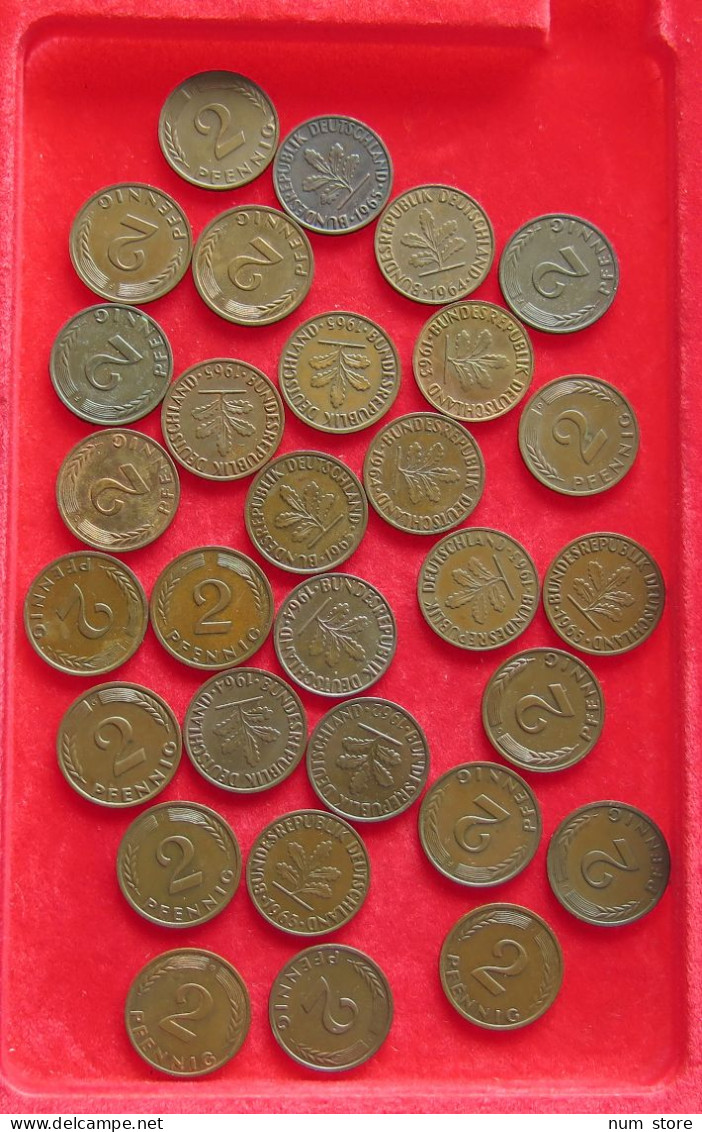 COLLECTION LOT GERMANY BRD 2 PFENNIG UP TO 1965 30PC 100G #xx40 1271 - Verzamelingen