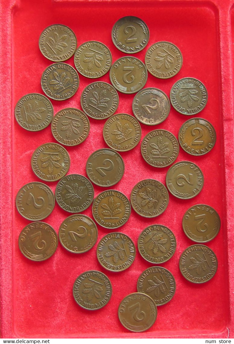 COLLECTION LOT GERMANY BRD 2 PFENNIG UP TO 1965 30PC 100G #xx40 1272 - Verzamelingen