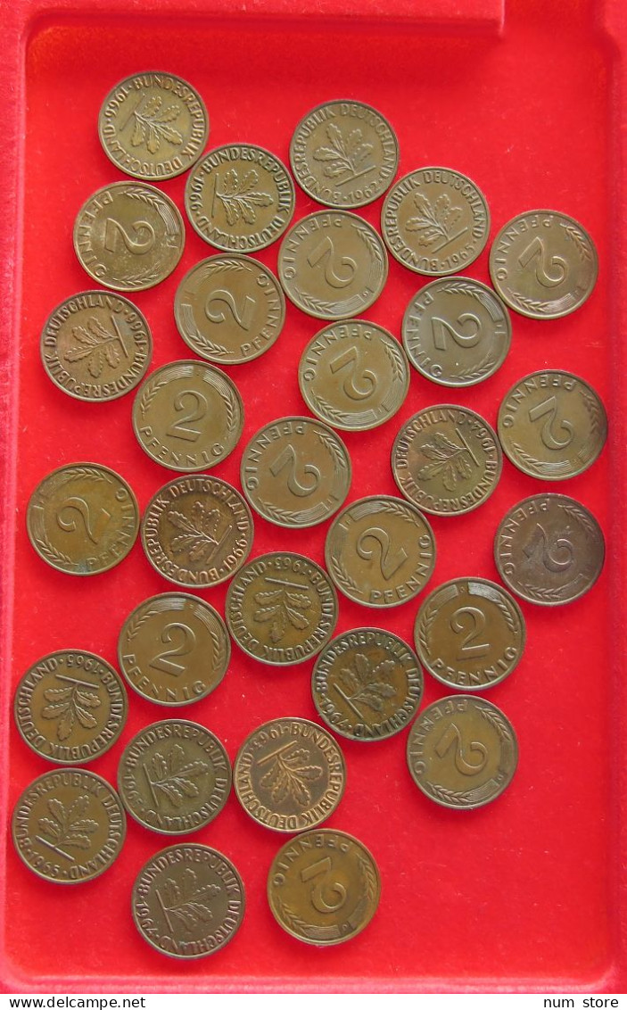 COLLECTION LOT GERMANY BRD 2 PFENNIG UP TO 1966 30PC 100G #xx40 1274 - Sammlungen