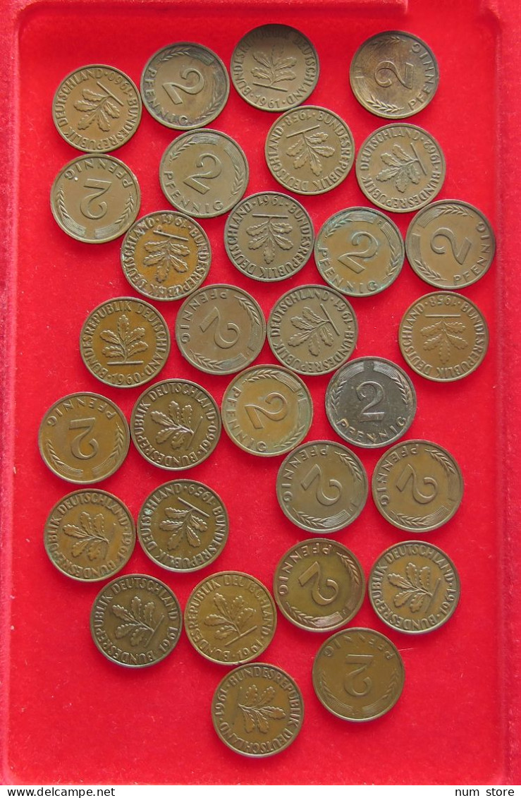 COLLECTION LOT GERMANY BRD 2 PFENNIG UP TO 1962 30PC 98G #xx40 1214 - Collezioni