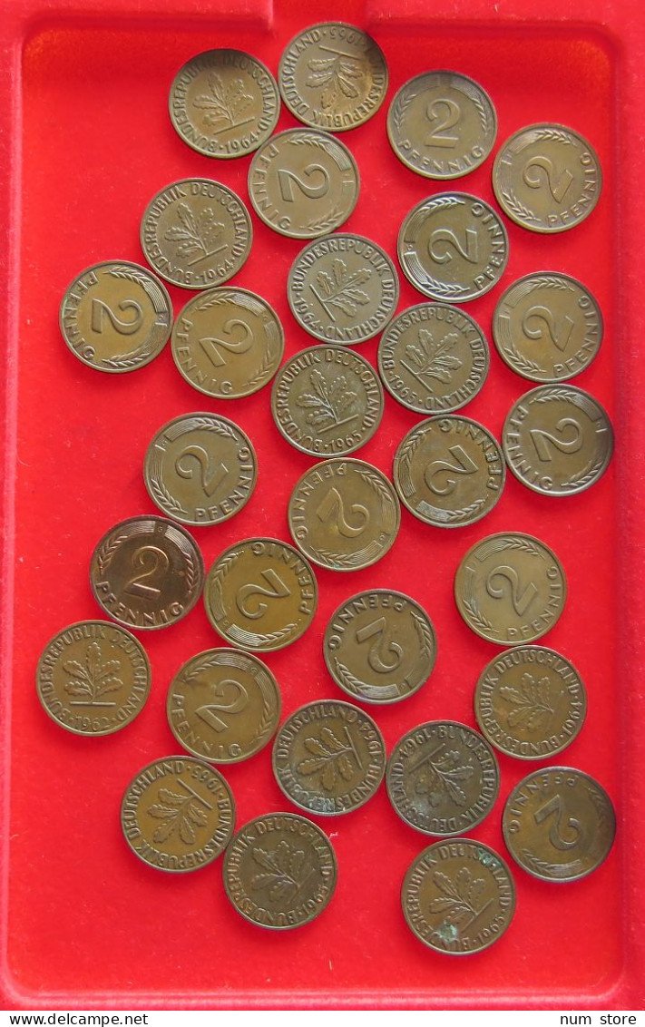 COLLECTION LOT GERMANY BRD 2 PFENNIG UP TO 1965 30PC 100G #xx40 1273 - Collezioni