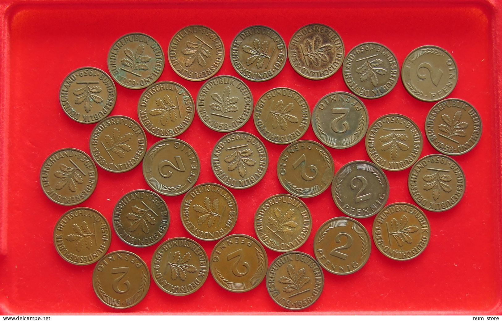 COLLECTION LOT GERMANY BRD 2 PFENNIG UP TO 1962 30PC 98G #xx40 1212 - Collezioni