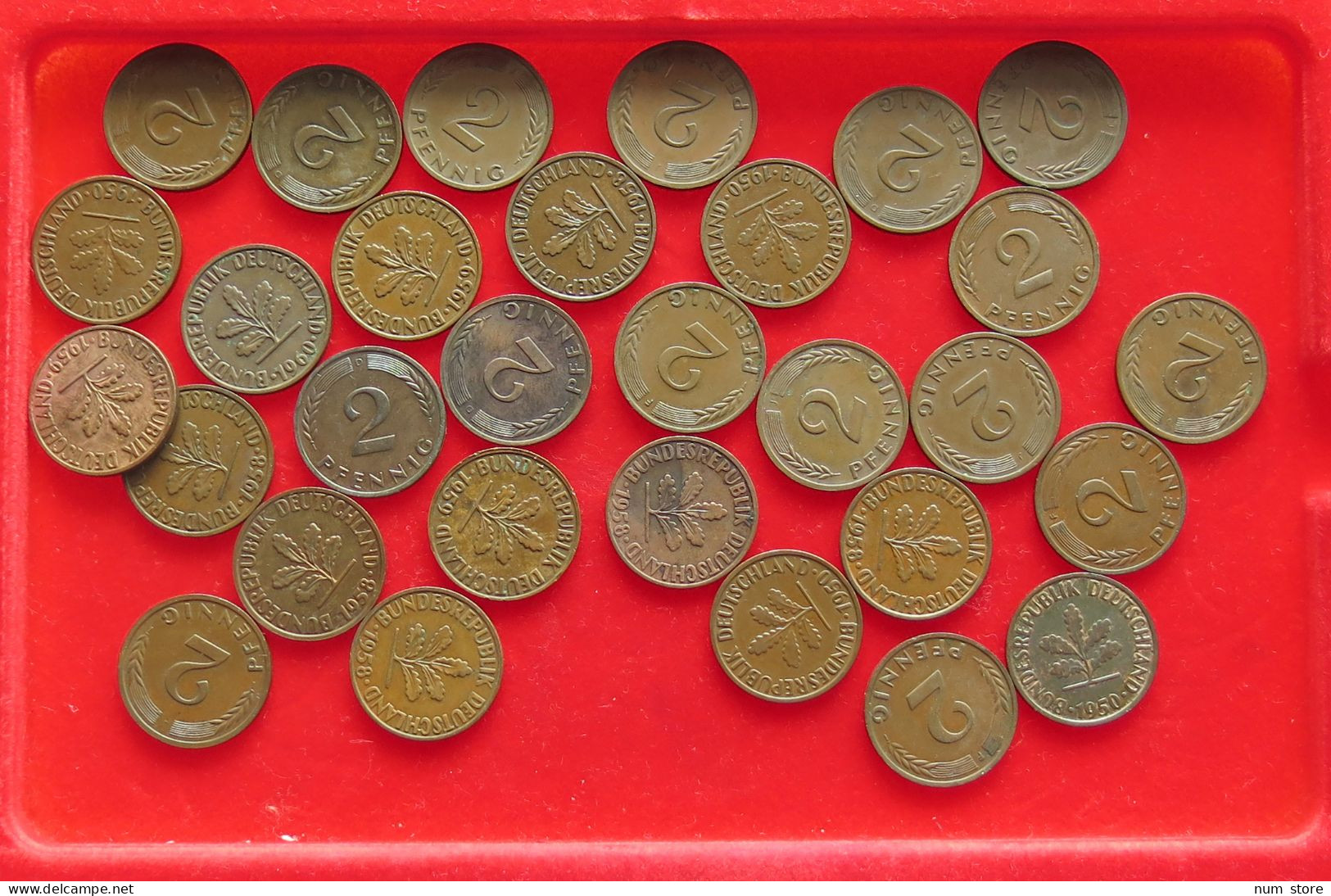 COLLECTION LOT GERMANY BRD 2 PFENNIG UP TO 1962 30PC 98G #xx40 1210 - Collezioni