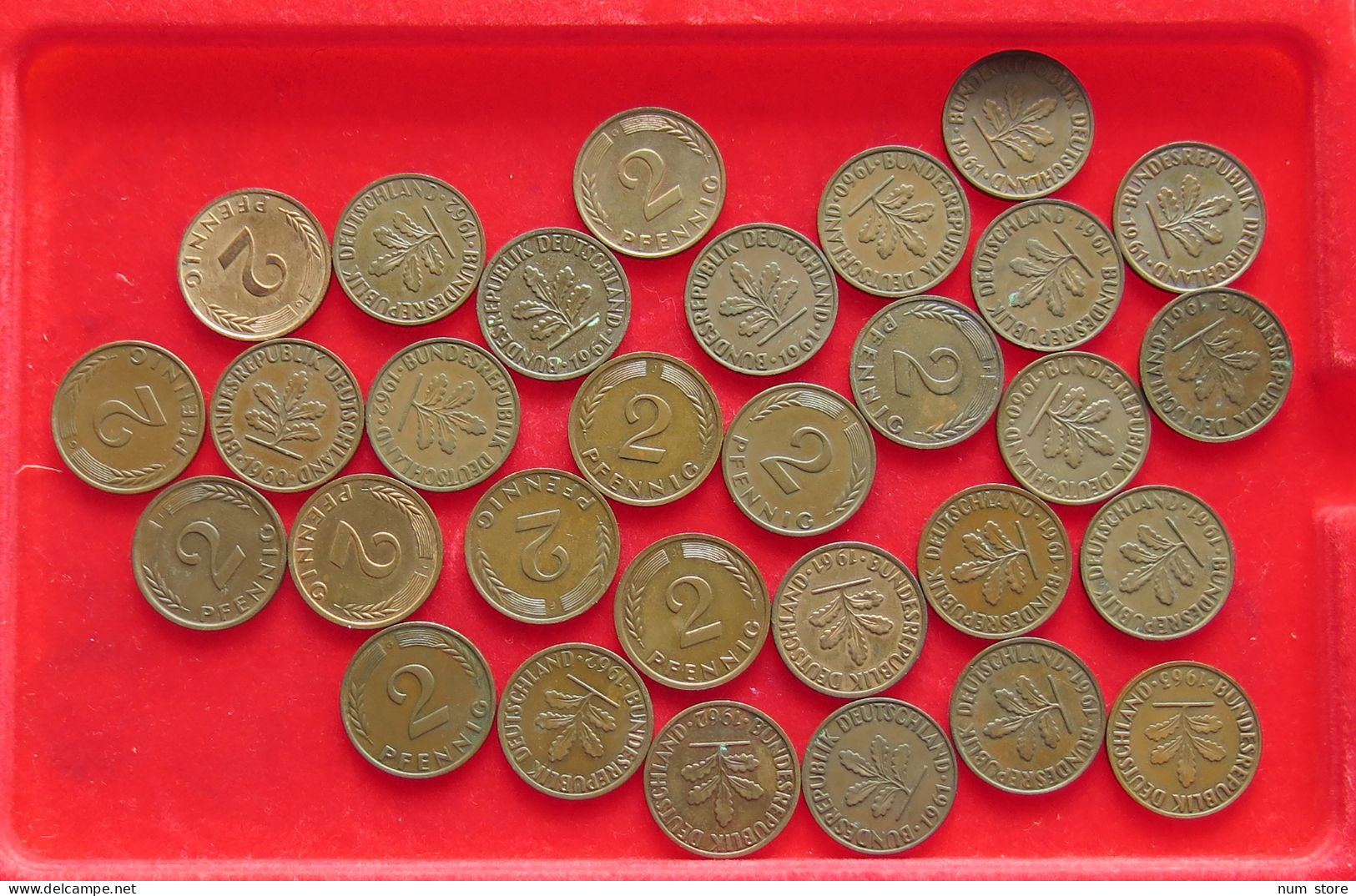 COLLECTION LOT GERMANY BRD 2 PFENNIG UP TO 1962 30PC 98G #xx40 1183 - Verzamelingen