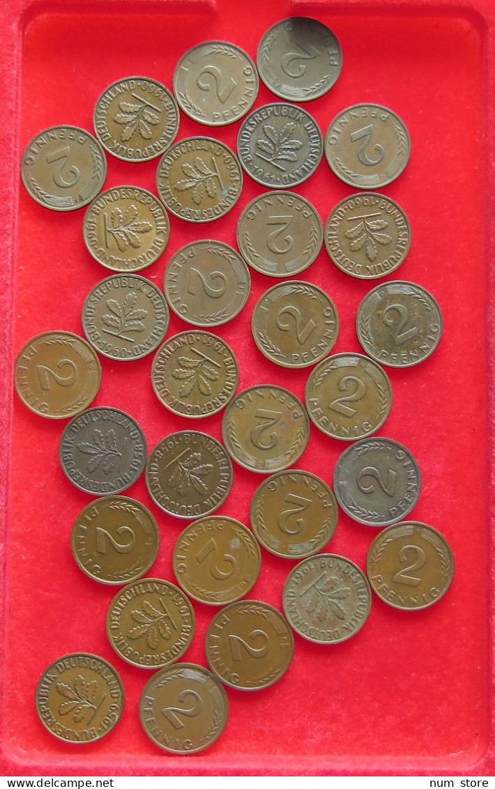 COLLECTION LOT GERMANY BRD 2 PFENNIG UP TO 1962 30PC 98G #xx40 1204 - Collezioni