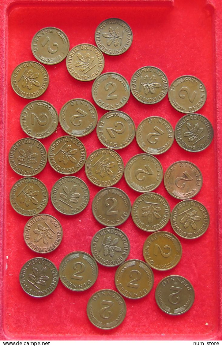 COLLECTION LOT GERMANY BRD 2 PFENNIG UP TO 1962 30PC 98G #xx40 1205 - Collezioni