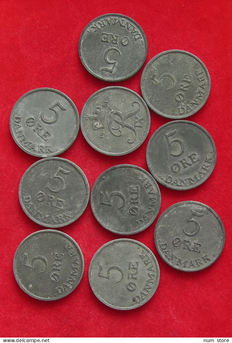 COLLECTION LOT DENMARK 5 ÖRE 10PC 65G #xx40 1653 - Danemark