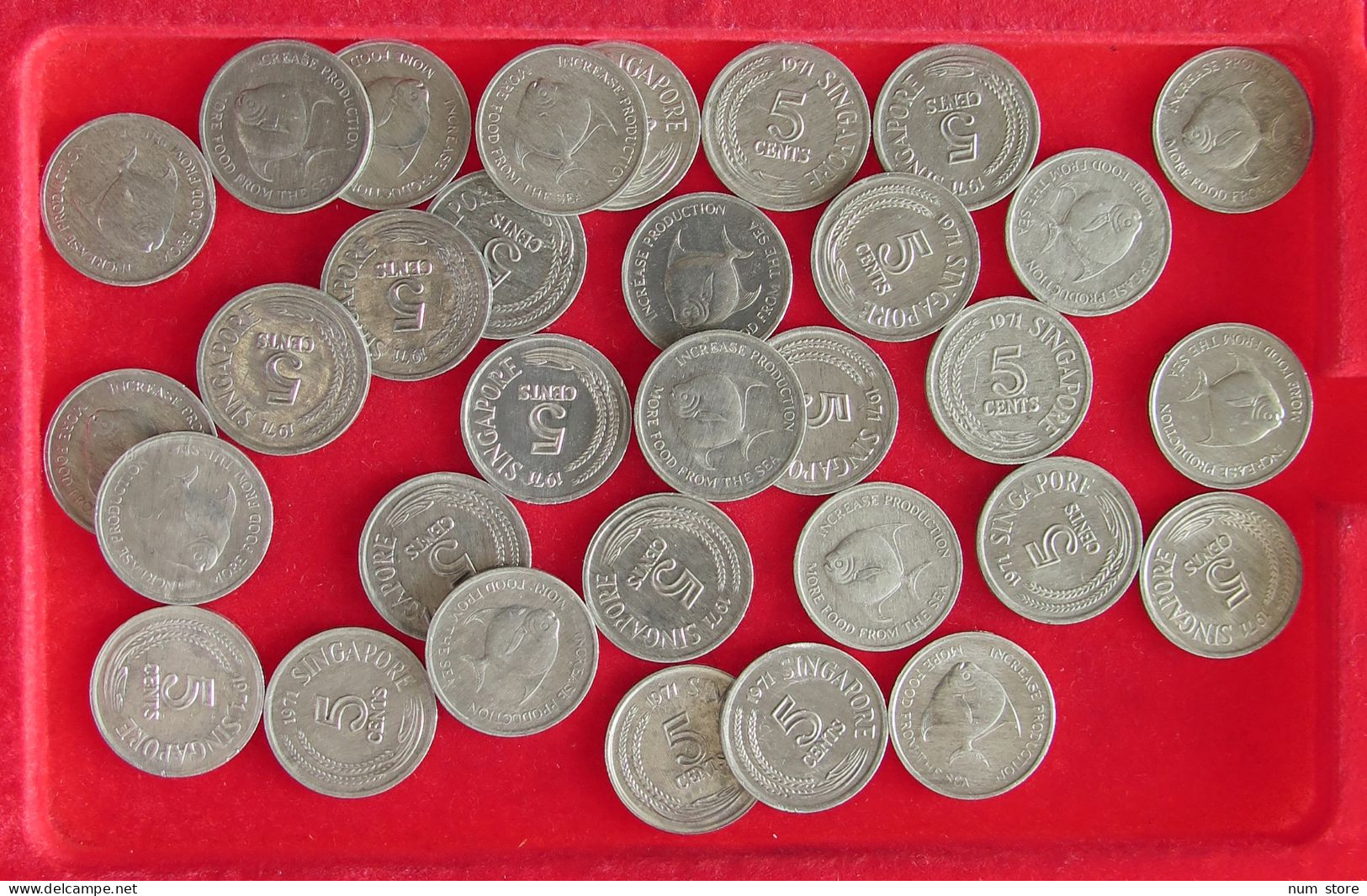 COLLECTION LOT SINGAPORE 5 CENTS TOP 32PC 41G #xx40 1556 - Singapour