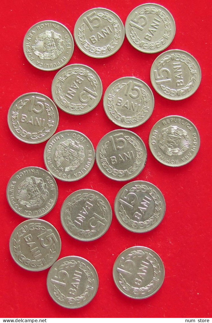 COLLECTION LOT ROMANIA 15 BANI 16PC 46G #xx40 1490 - Romania