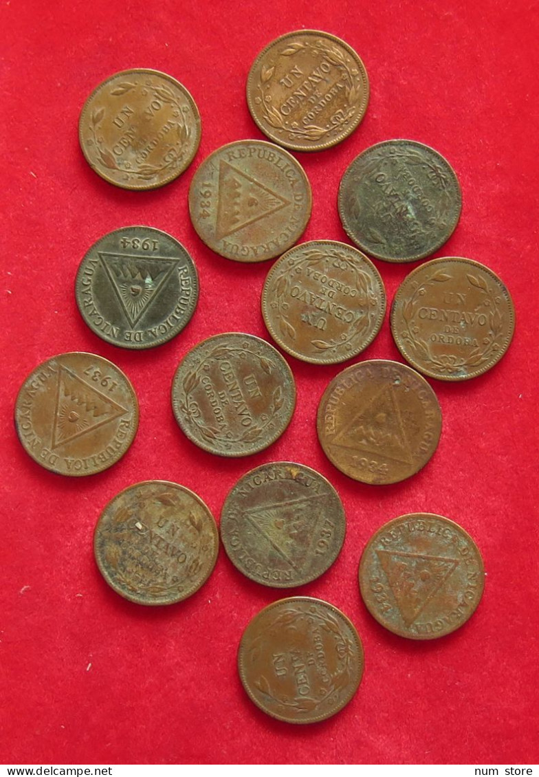 COLLECTION LOT NICARAGUA CENTAVO BEFORE 1945 14PC 56G #xx40 1429 - Nicaragua