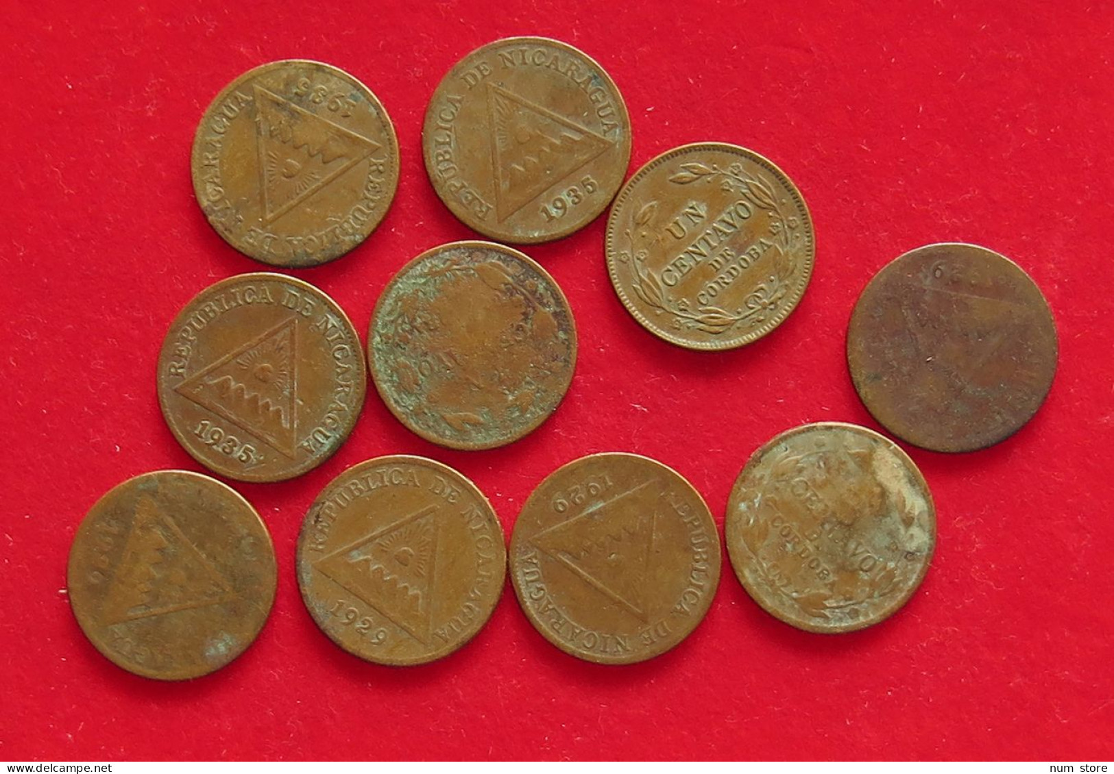 COLLECTION LOT NICARAGUA CENTAVO BEFORE 1945 10PC 39G #xx40 1423 - Nicaragua