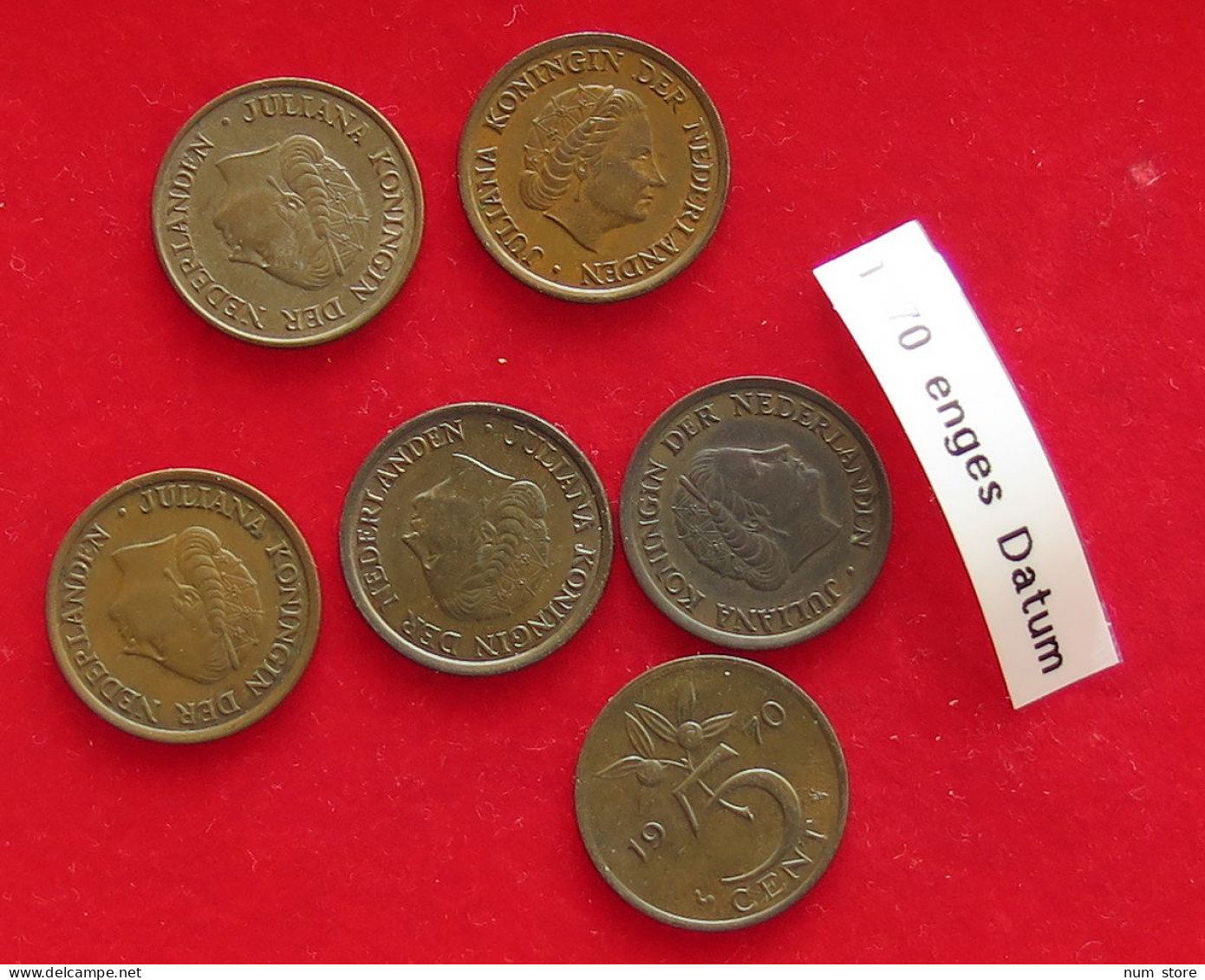 COLLECTION LOT NETHERLANDS 5 CENTS 1970 6PC 22G #xx40 1777 - Verzamelingen