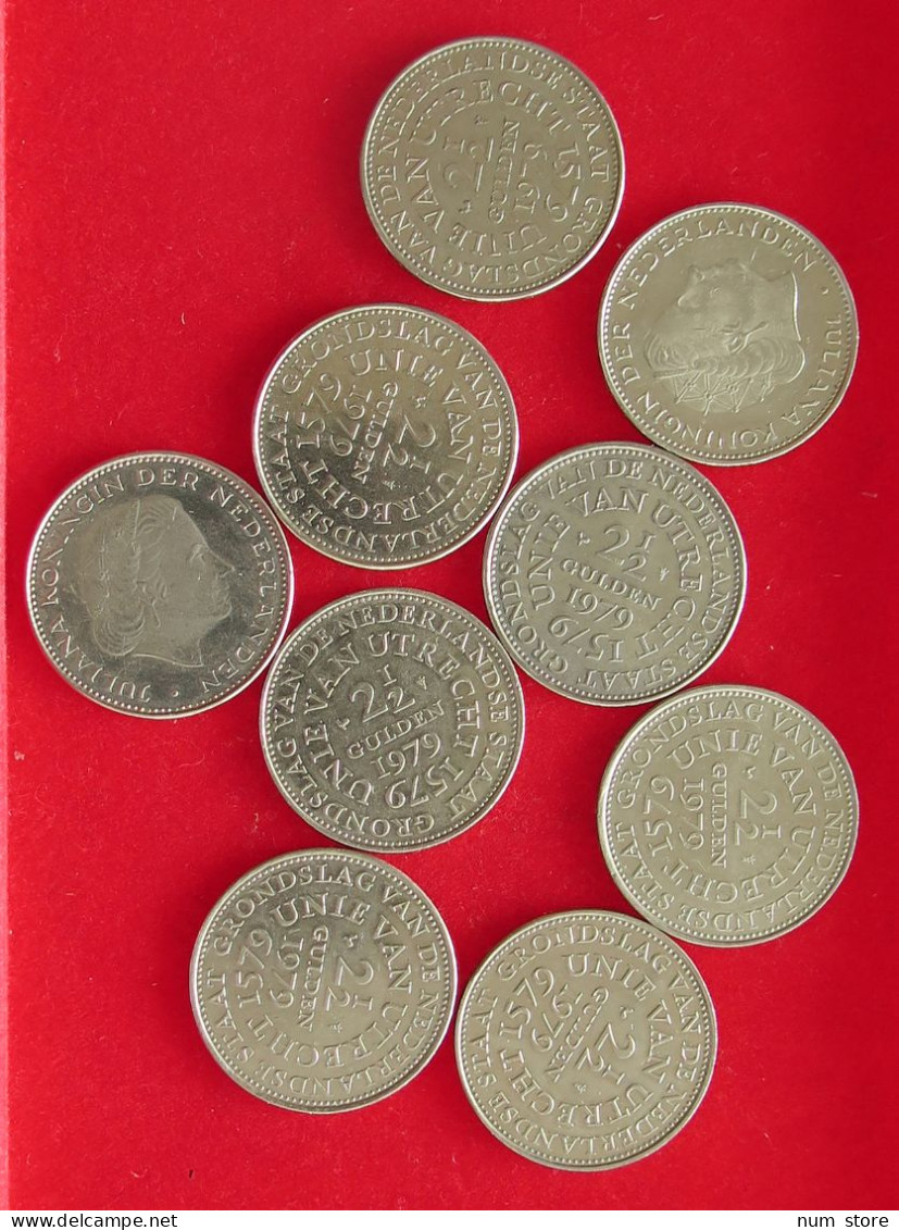 COLLECTION LOT NETHERLANDS 2 1/2 GULDEN 9PC 91G #xx40 1515 - Verzamelingen