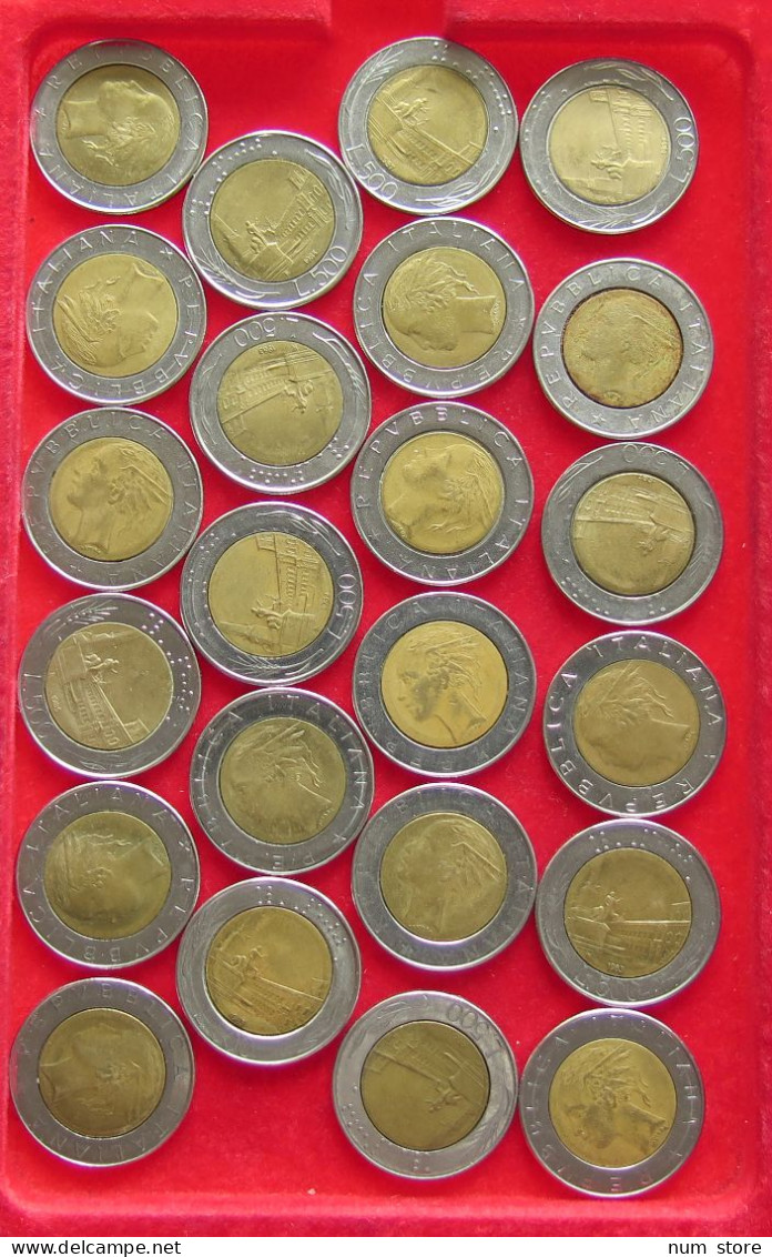 COLLECTION LOT ITALY 500 LIRE 23PC 157G #xx40 1255 - Verzamelingen