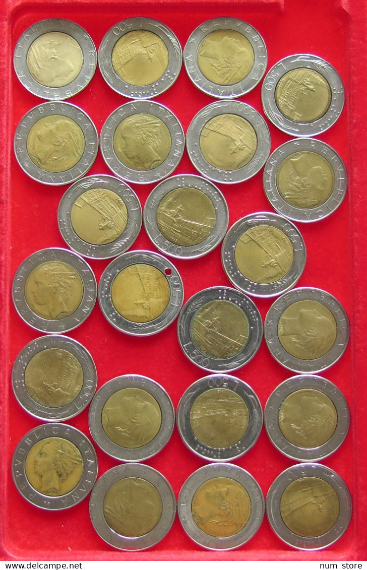 COLLECTION LOT ITALY 500 LIRE 23PC 157G #xx40 1253 - Collections