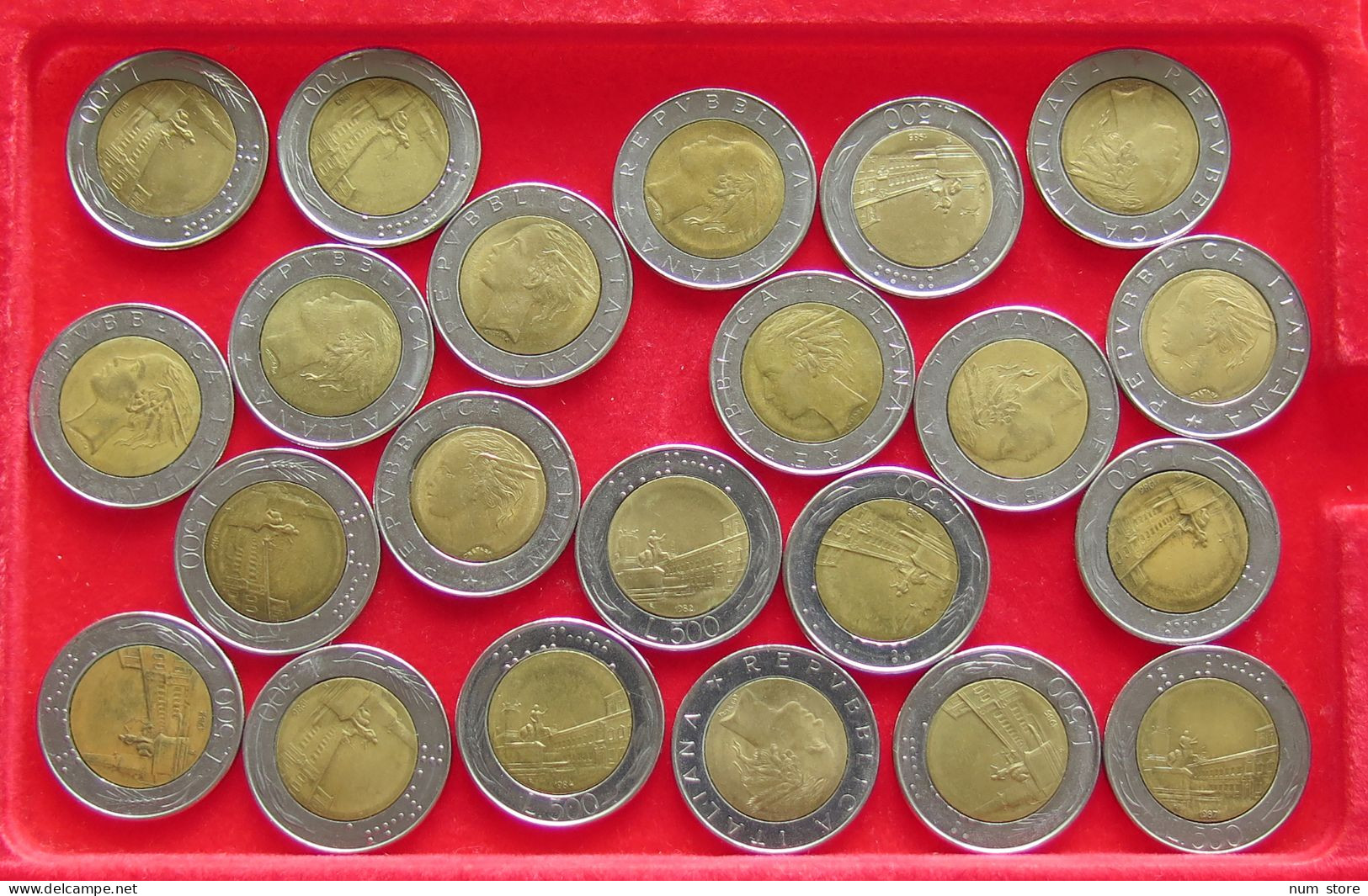 COLLECTION LOT ITALY 500 LIRE 22PC 150G #xx40 1252 - Collections