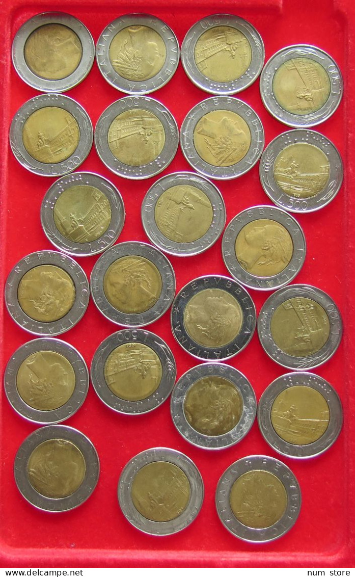 COLLECTION LOT ITALY 500 LIRE 22PC 150G #xx40 1250 - Verzamelingen