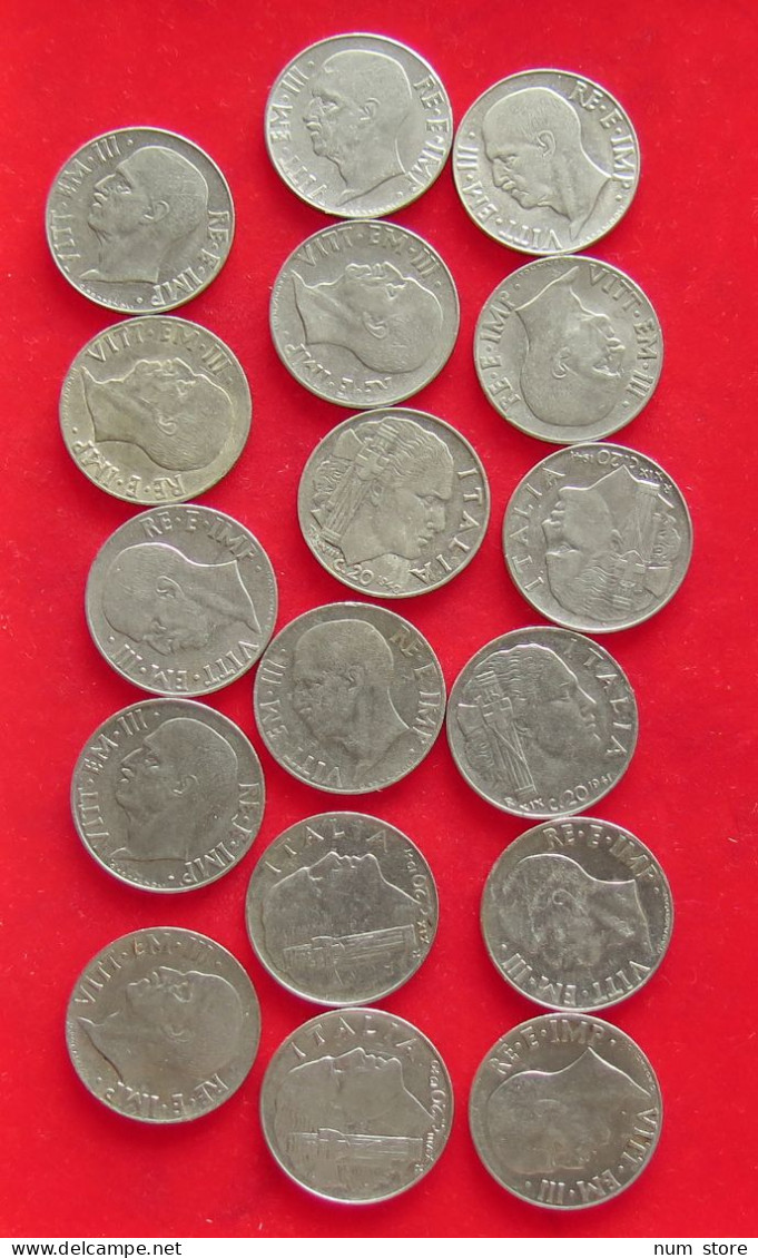 COLLECTION LOT ITALY 20 CENTESIMI WW2 1939-1945 ERA 17PC 70G #xx40 1382 - Collezioni