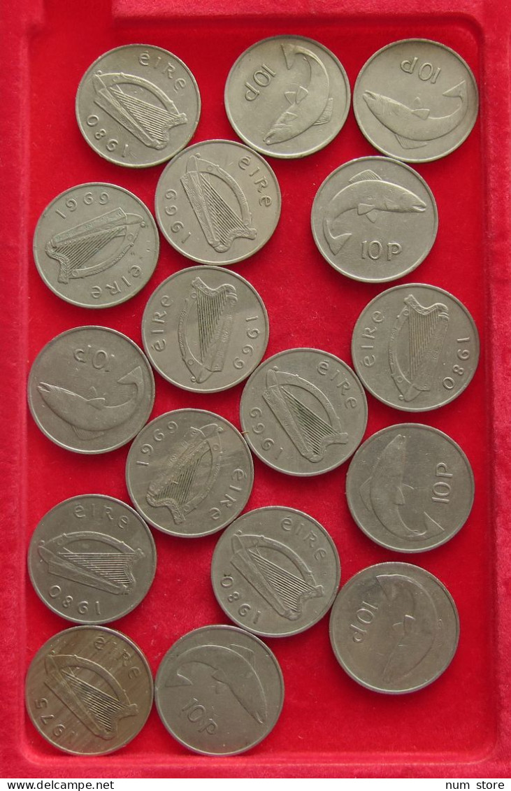 COLLECTION LOT IRELAND 10 PENCE 17PC 192G #xx40 1644 - Ierland