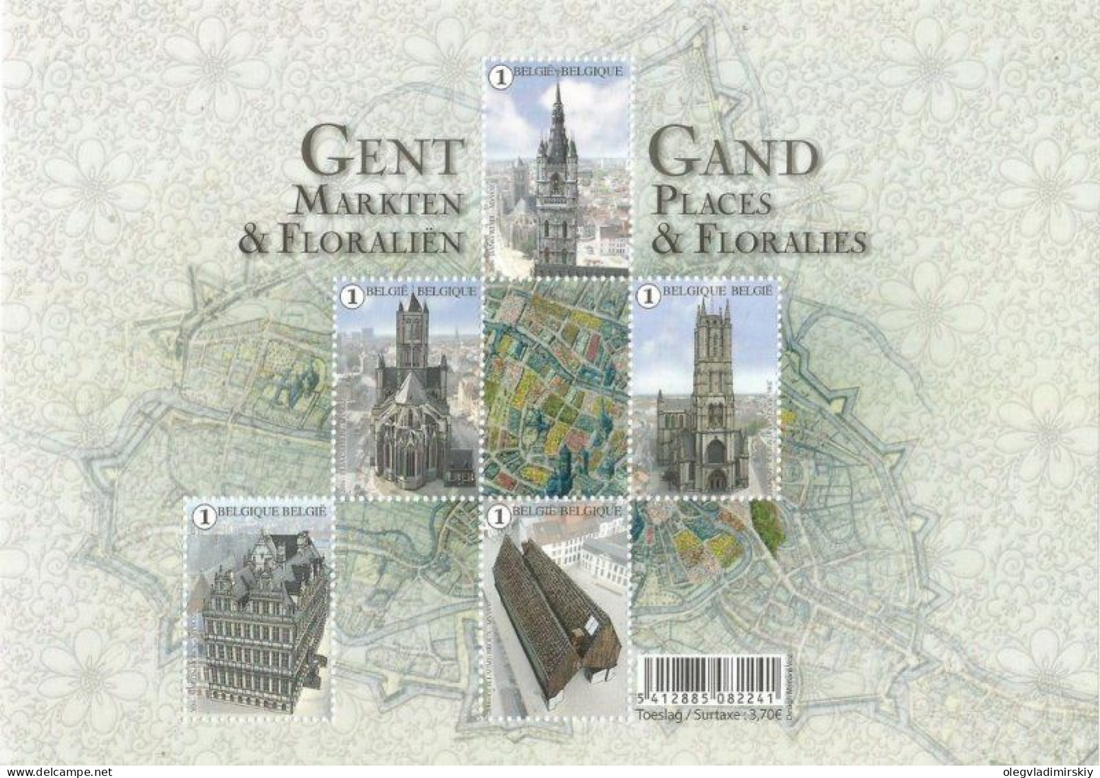 Belgium Belgique Belgien 2016 Architecture And Flower Markets Of The Old City Of Gent Set Of 5 Stamp In Block MNH - Ongebruikt